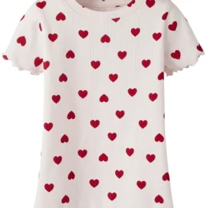 Name It T-shirt - NmfHilary - Mauve Morn - Pointelle - Hjerter - Name It