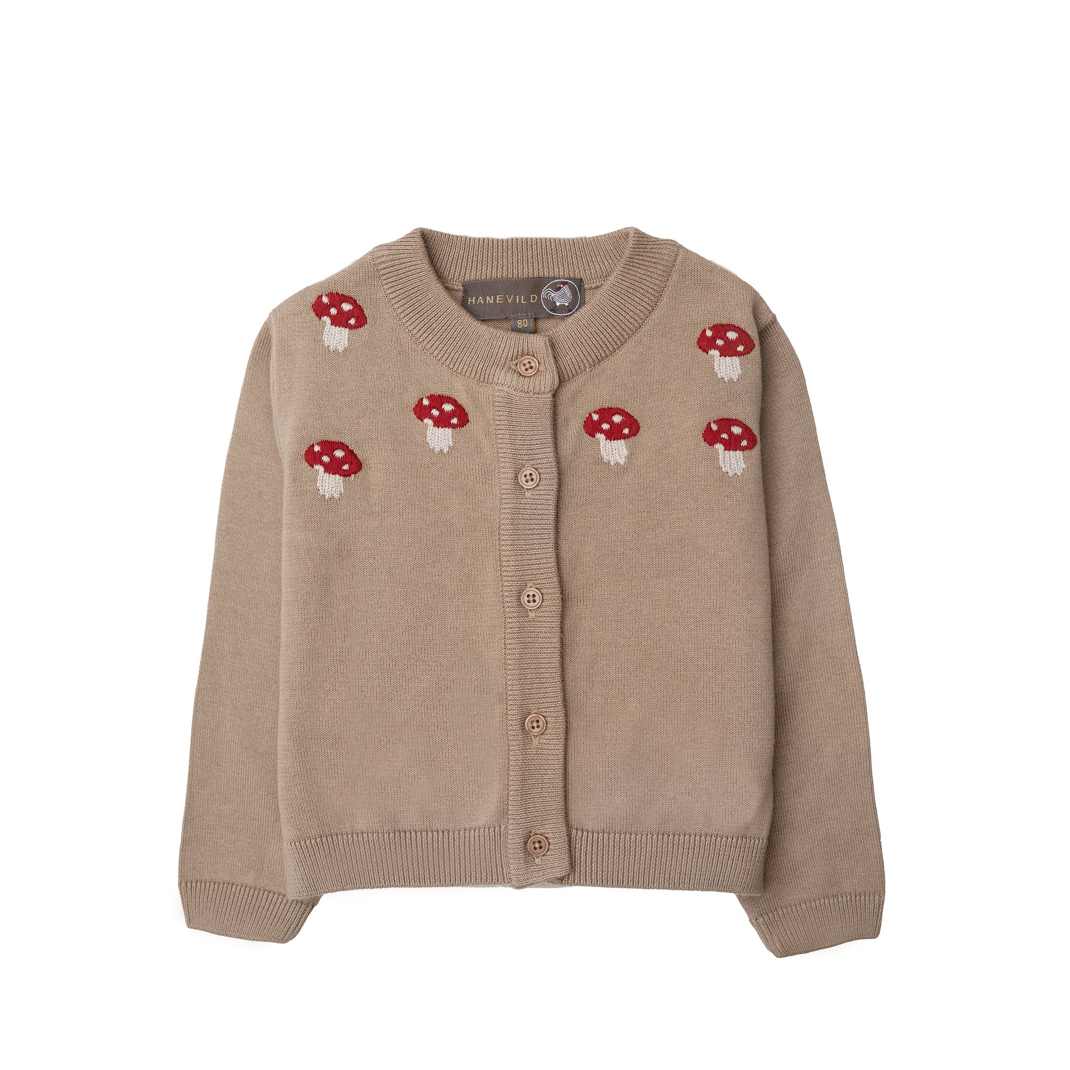mushroomcardiganfront Baby118 - Baby cardigan - 62 - Hanevild