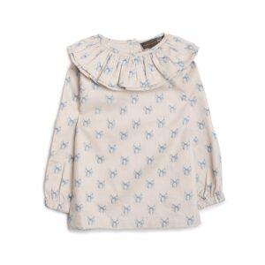 Bluse med sløjfer - piger - Summer sand - 98 - Hanevild
