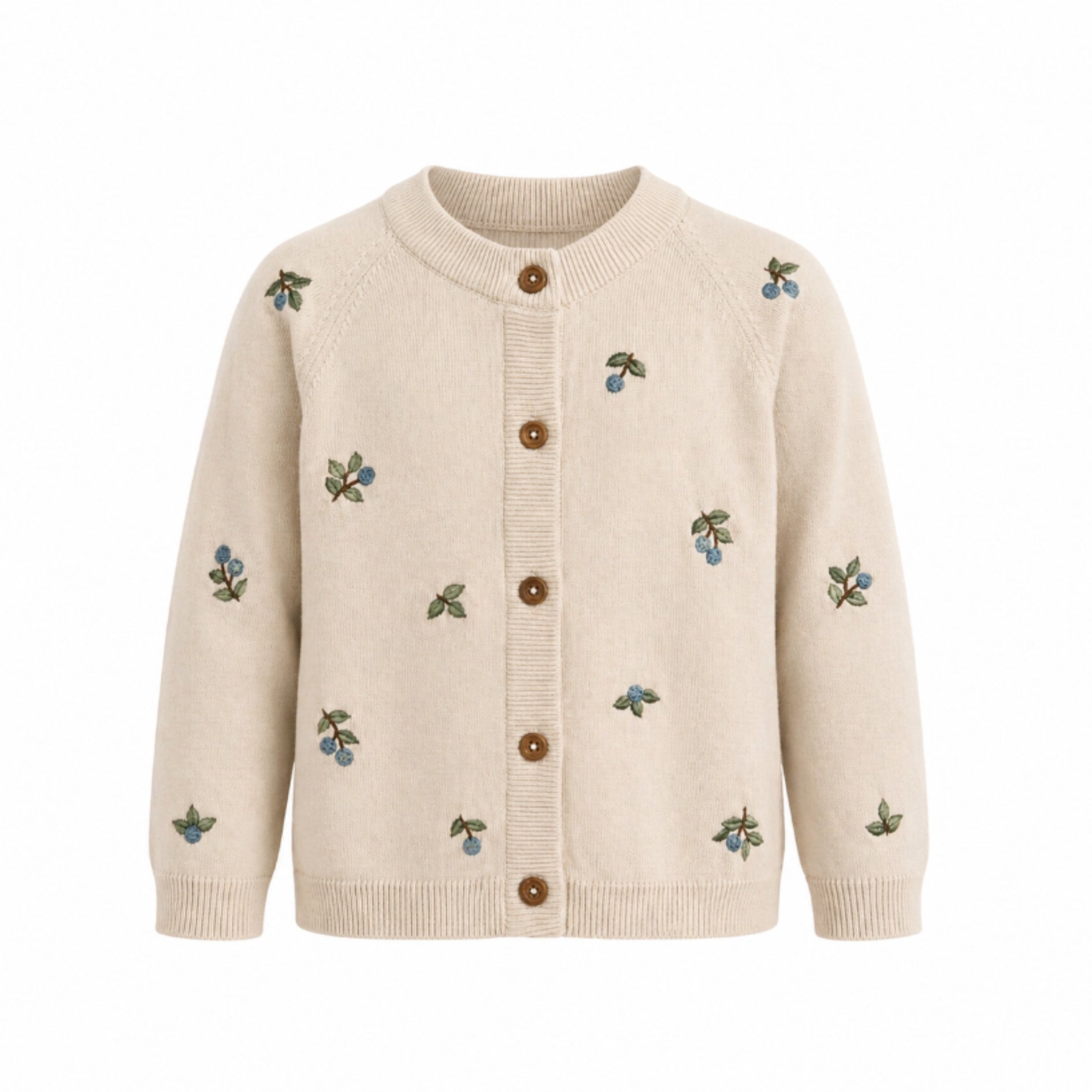 cardigan-med-blaabaer-summer-sand-3007446 Cardigan med blåbær - Summer sand - 86/92 - Hanevild