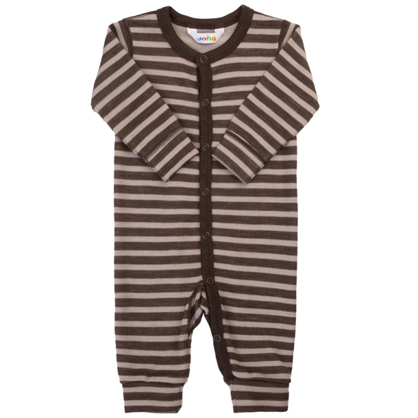 Joha-Natdragt-Uld-Beige-Brun Joha Natdragt - Uld - Mørkebrune Striber - Joha