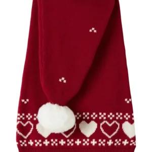 Name It Nissehue - NMNRISMAS KNIT - Red Dahlia HEARTS - (FORUDBESTILLING lev. okt) - Name It