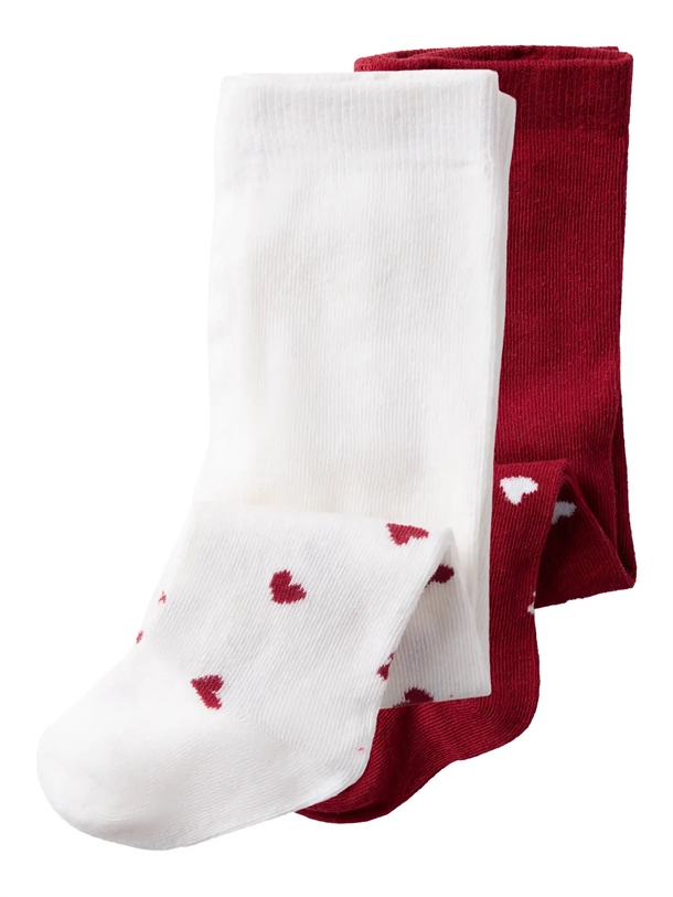 Name-It-Stroempebukser-nbviCHRISTMAS-Bright-White-Red-Dhalia-2-pak Name It Strømpebukser - nbviCHRISTMAS - Bright White Red Dhalia - 2-pak (FORUDBESTILLING lev. okt) - Name It
