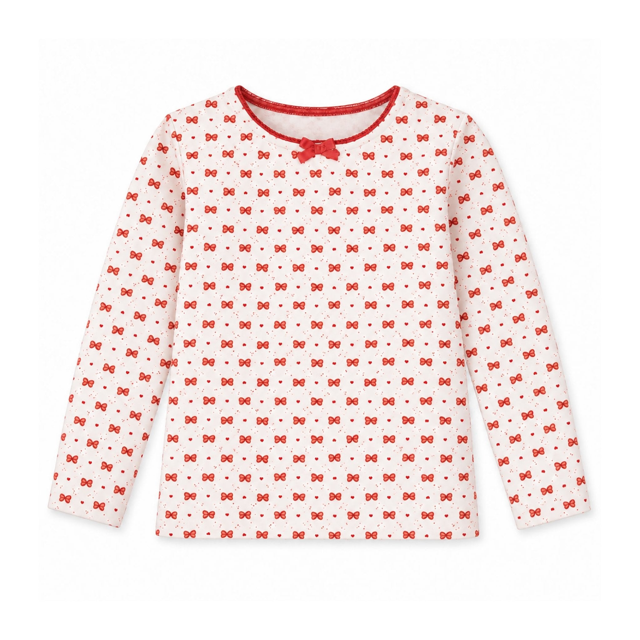 bluse-med-roed-sloejfe-i-oekologisk-bomuld-6645007 Bluse med rød sløjfe i økologisk bomuld - 86/92 - Hanevild