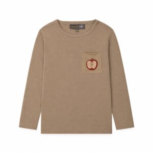 T-shirt med broderet æble i økologisk bomuld - 86/92 - Hanevild